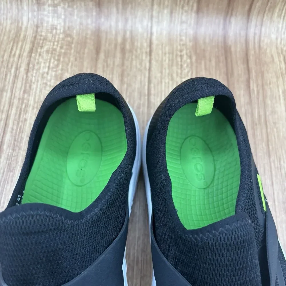 OOFOS OOmgee Mesh Low Mens 8 Black‎ White Recovery Slip On Shoes Q1-2282021-2